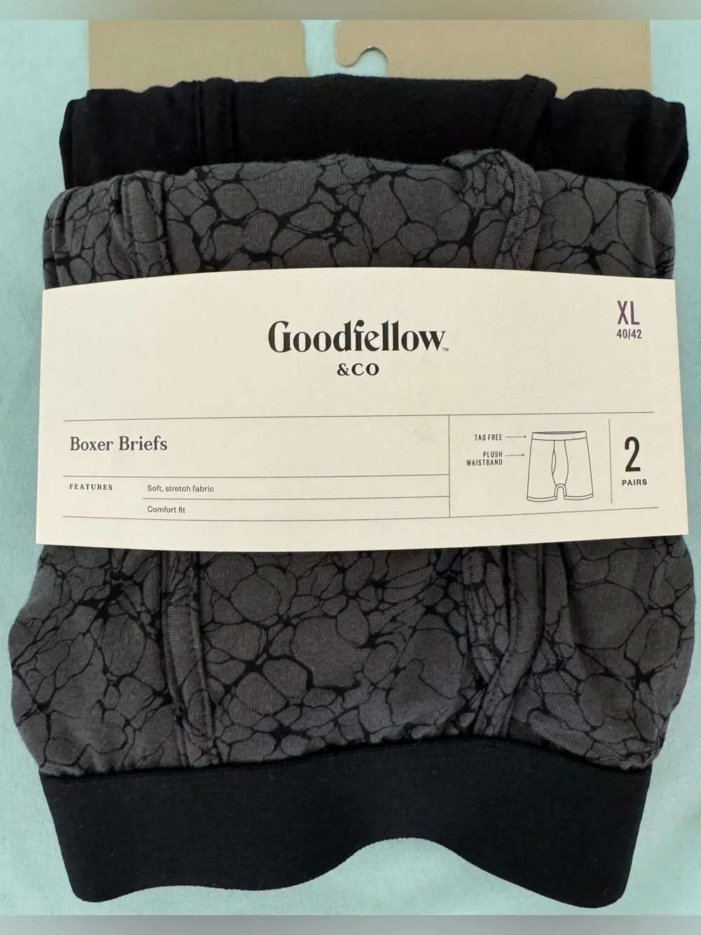 Men’s Goodfellow & Co Boxer Briefs - Black and Charcoal Pattern (2 Pack)